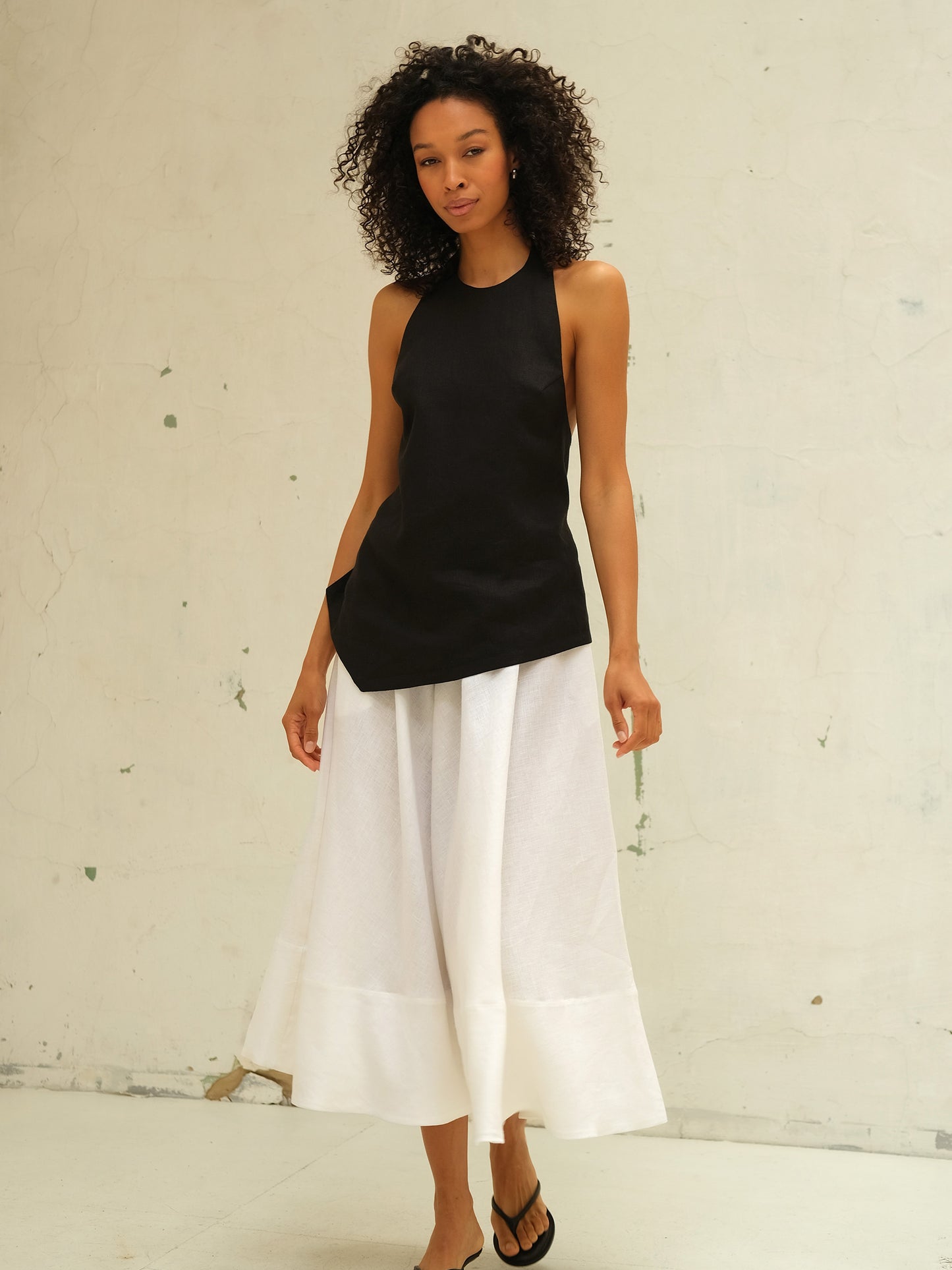 Linen Maxi Skirt, White