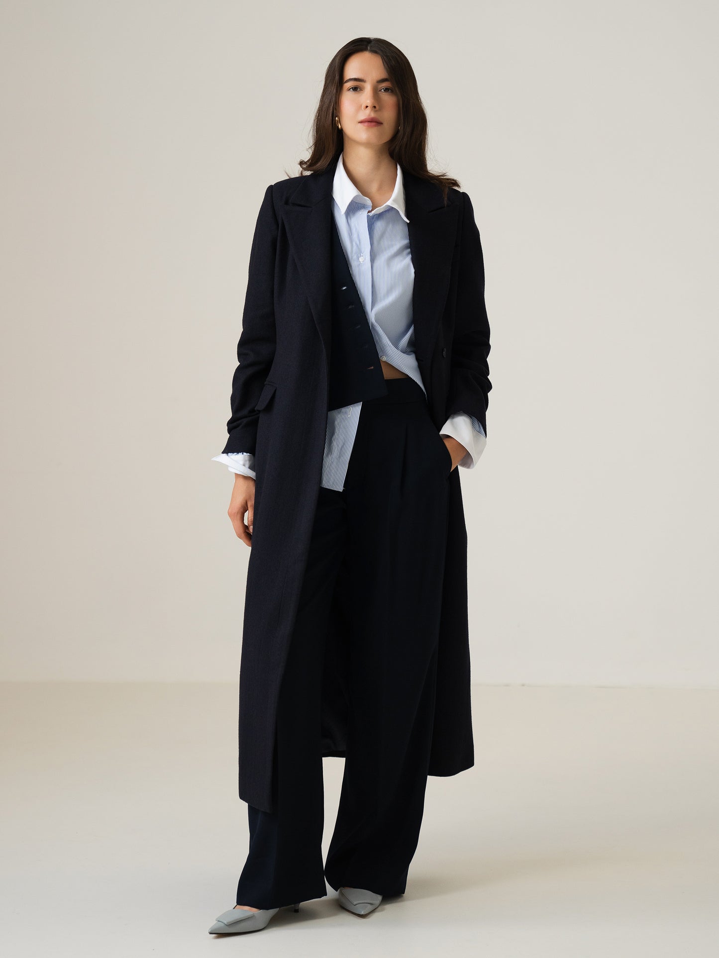 Wool & Cashmere Coat "Queen", Navy blue
