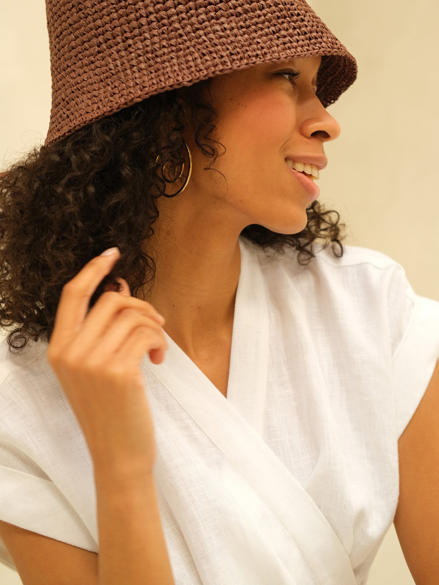 Linen Wrap Midi Dress, White