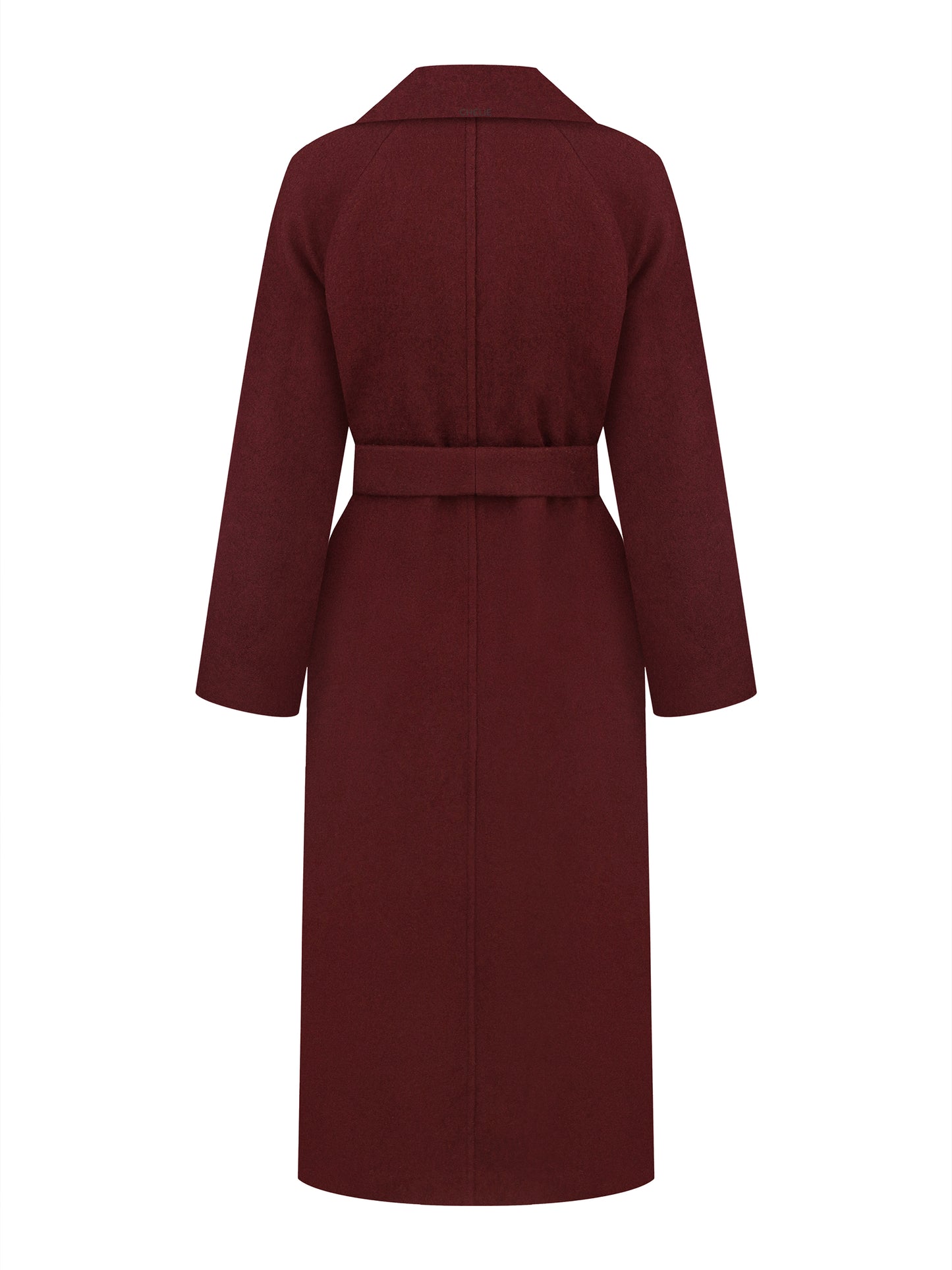 Double-Breasted Burgundy Coat with ribbon