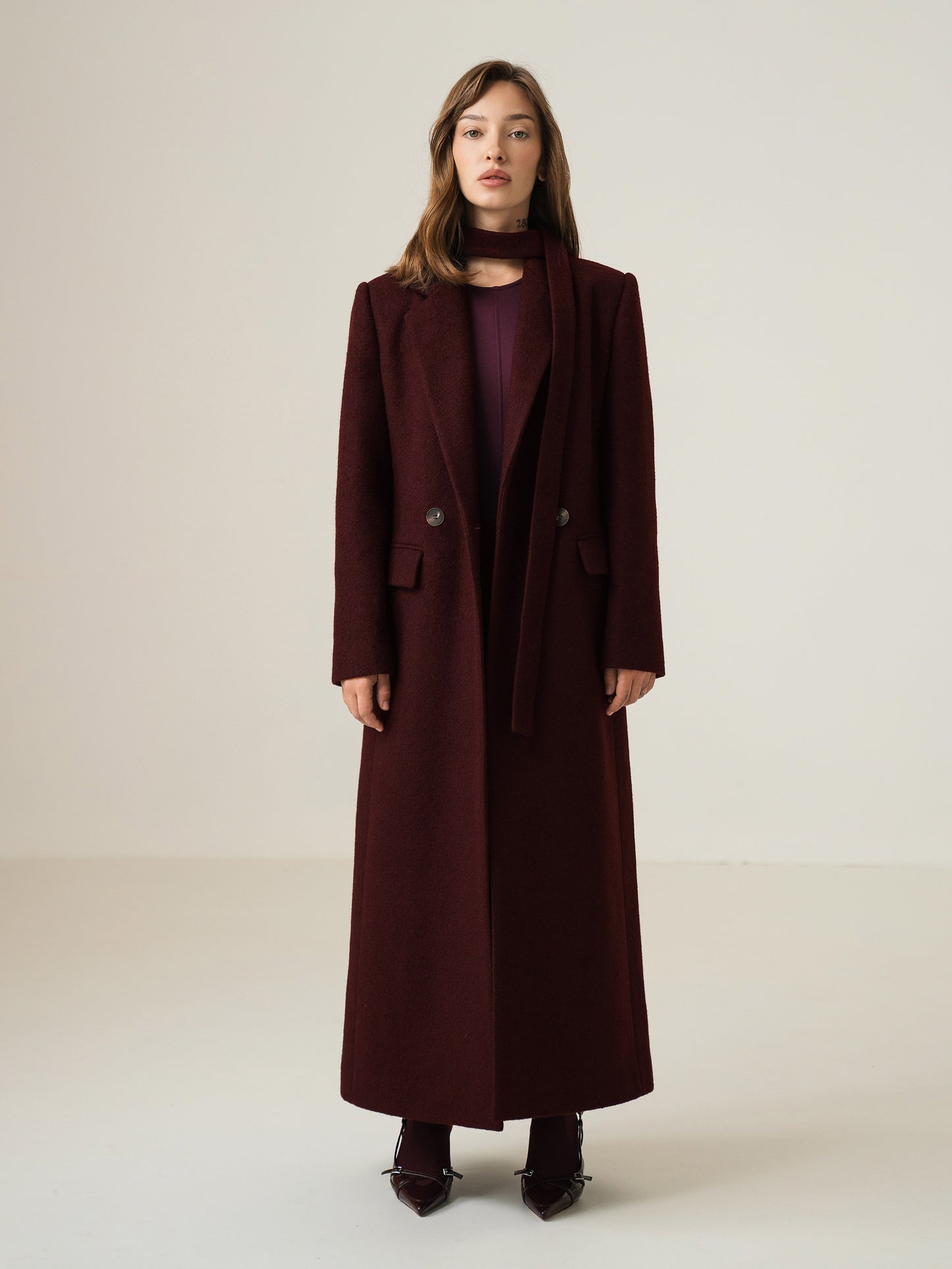 Oversized Wool Coat, Burgundy