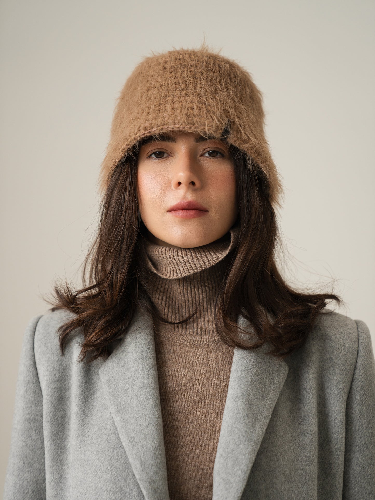 Merino Wool Bucket Hat, Beige