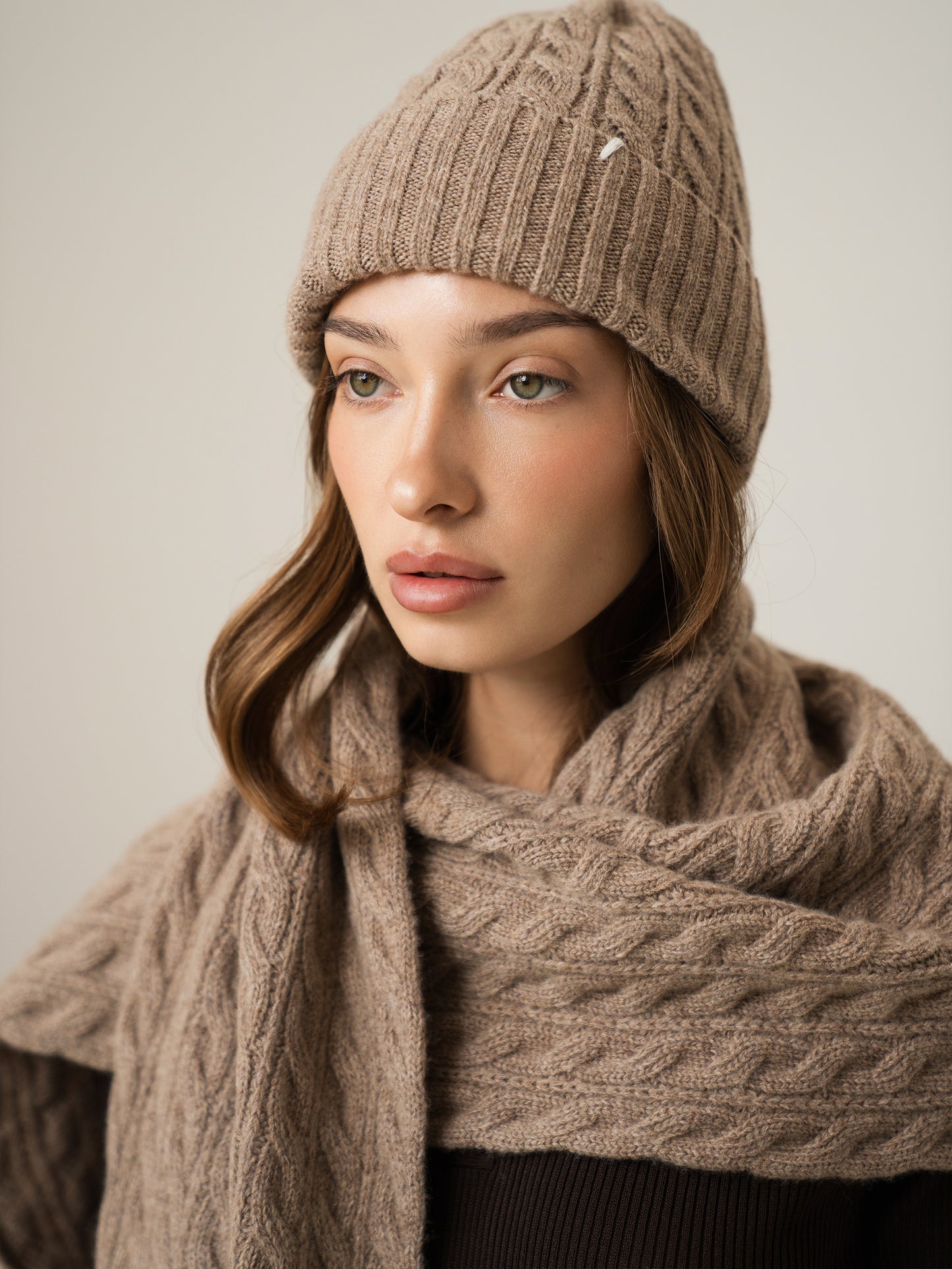 Lambswool Scarf Shawl, Beige