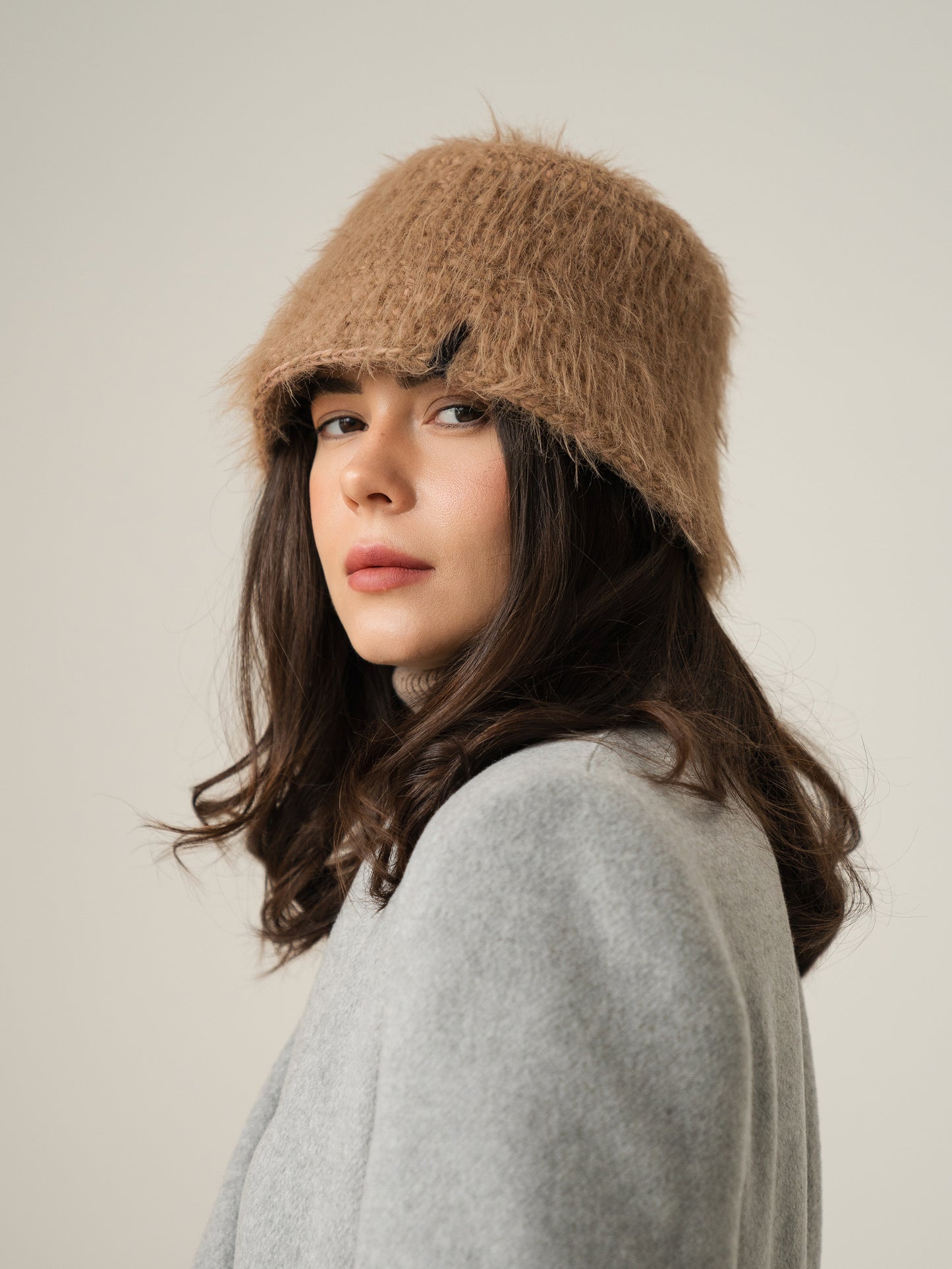 Merino Wool Bucket Hat, Beige