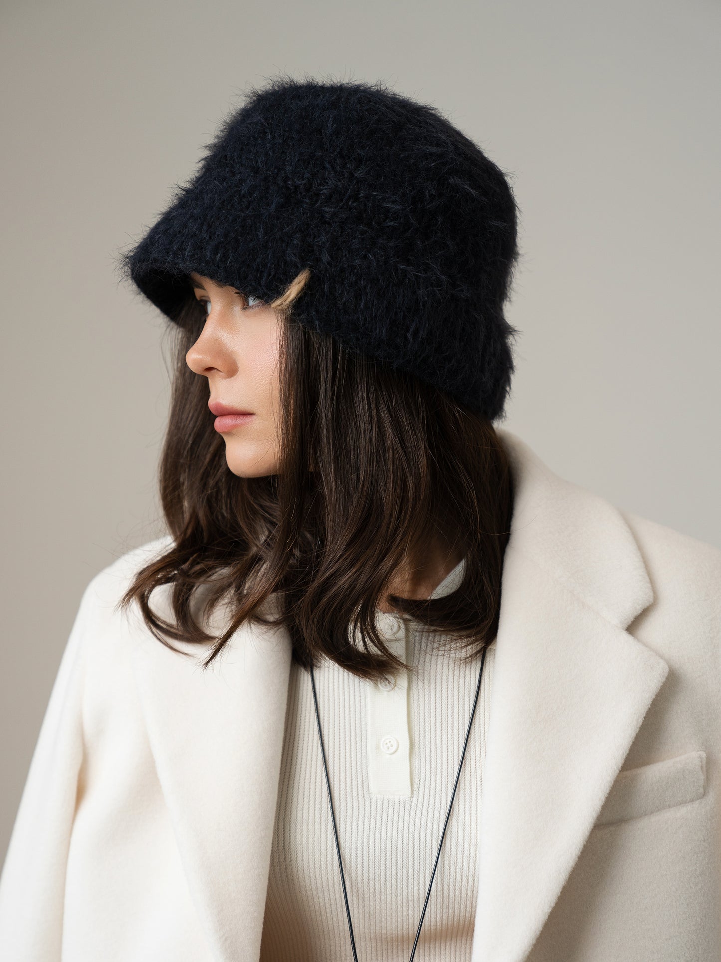 Merino Wool Bucket Hat, Black