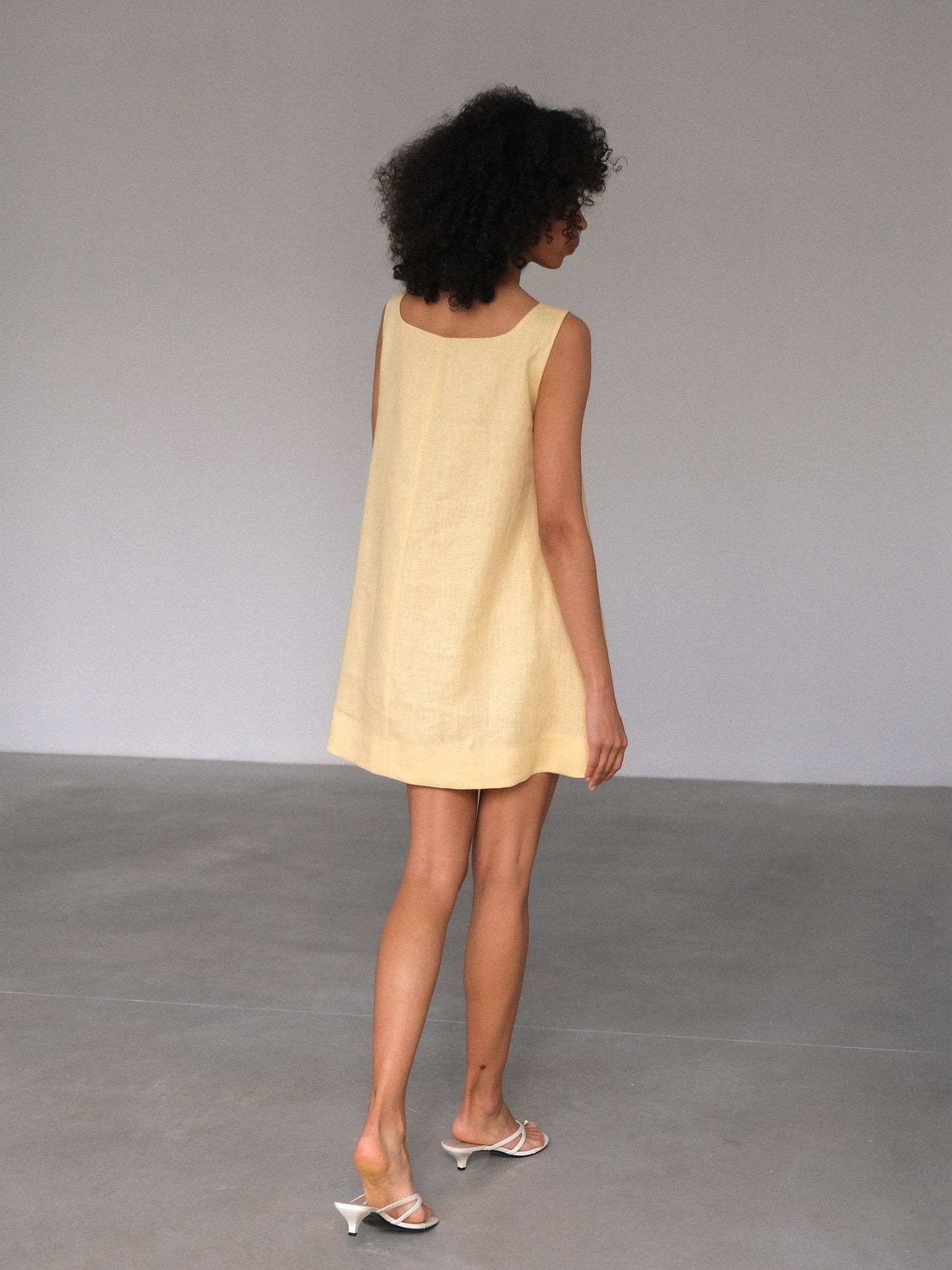Linen Mini Dress, Yellow