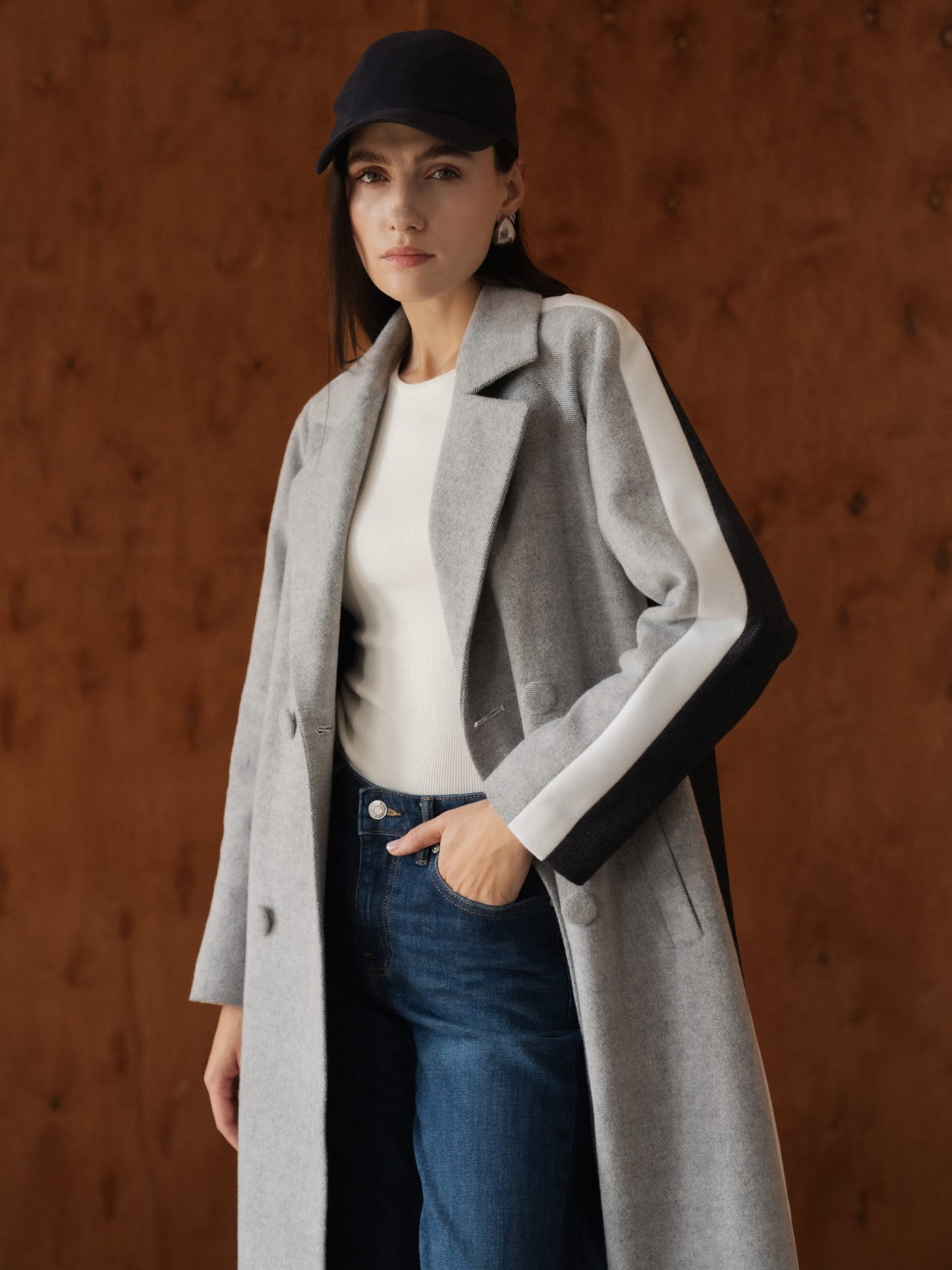 Three-color Wool Maxi Coat 3